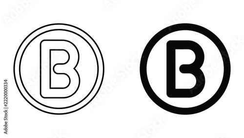 Minimalist black letter b icon in circle