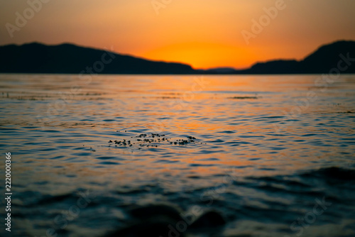Colours of the sunset on the norwegian fjord