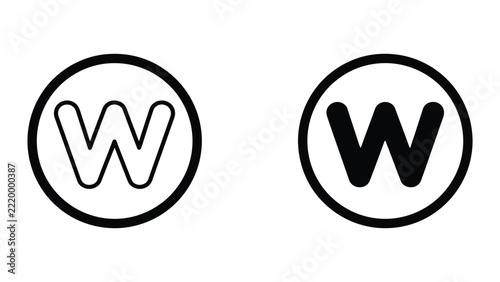 Simple abstract w letter in a circle icon