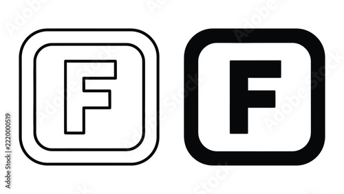 Modern abstract letter f icon in square frame