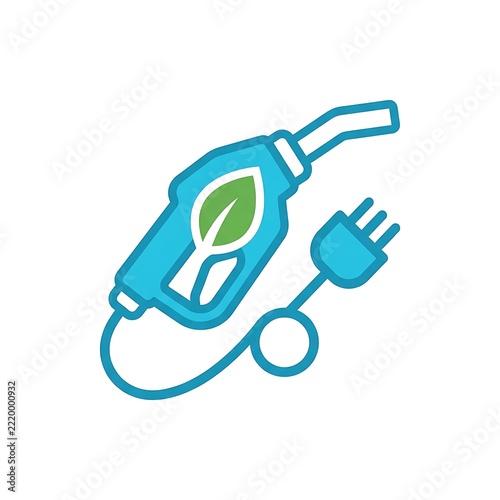 Electric Vehicle Charging Nozzle with Eco Leaf Icon