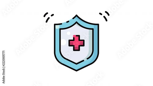 Doctor icon inside blue shield helath symbolizes emergency healthcare protection, suitable for hospital websites, insurance materials, and health campaigns.
