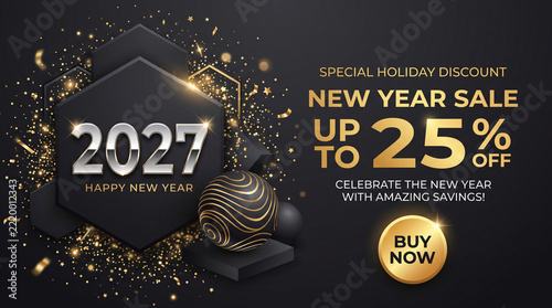 new year 2027 Flat sale 25% off background