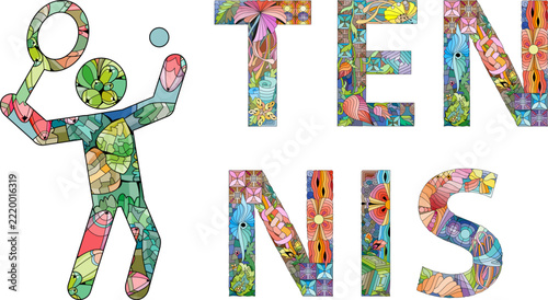Word TENNIS. Vector object for decoration