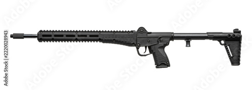 Modern black carbine isolated on white background