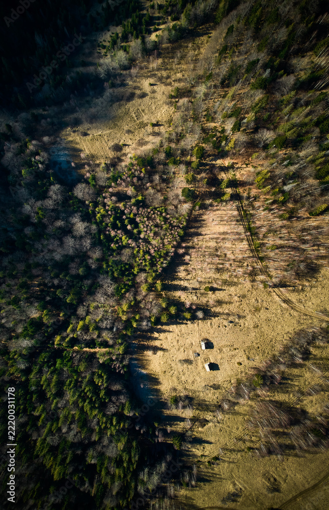 Fototapeta premium Aerial view of mountain hills