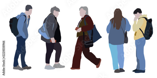 A large set of silhouettes of people. 2D image for use as an entourage. Vector flat city infographics.	
