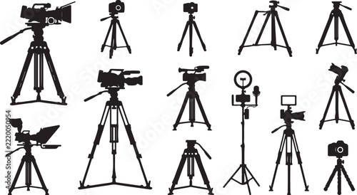 Various tripod and camera equipment icons for professional film and photography production