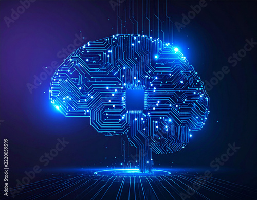 brain concept with glowing circuit board pattern