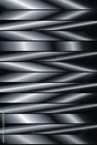 Metallic silver stripes on dark background for industrial templates