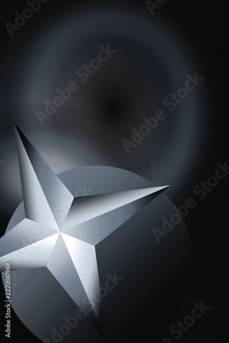 Metallic star geometric shape silver gradients modern abstract background