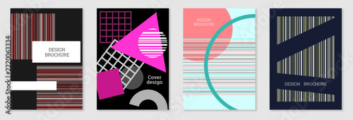 Set of cover design. Geometric design, abstract background. Fashionable bright cover, banner, poster, booklet. Creative colors.