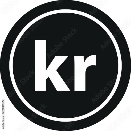 Danish krone sign . Krona currency symbol . Vector