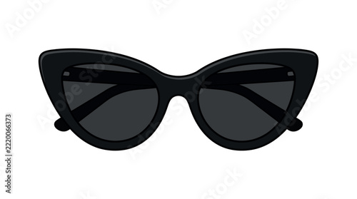 Black cat eye sunglasses with dark lenses on a white background