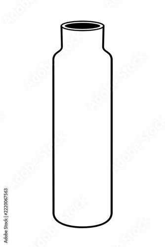 Minimalist Water Bottle Thermos Flask Vector Icon - Black and White Drinkware Container Graphic Illustration