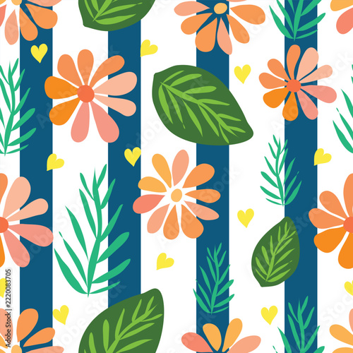 Floral and Stripe Seamless Background
Modern floral stripe seamless pattern. Ideal for surface design, home decor, gift wrap, stationery, curtains, and digital backgrounds. 