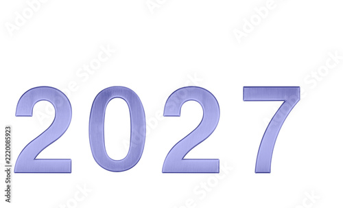 Textured Purple 2027 digits isolated on clean white background. Elegant typography asset with copy space for web design, greeting card, presentation, and poster layout