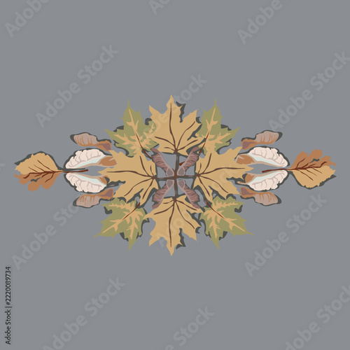A beautiful natural pattern of maple samaras on gray asphalt. An autumn mood captured in nature's undulating lines. Eco-friendly design
