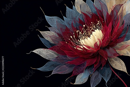 Captivating Floral Design With Intricate Double-Lined Petal Outlines Generative AI
