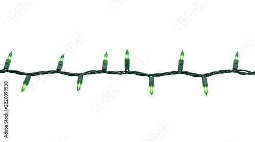 String of green led christmas lights isolated on with fairy lights as isolated on transparent background