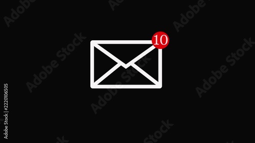 message box shape icon animation video notice receive massage animated sign symbol. Message mail box,  on black background. 4k.