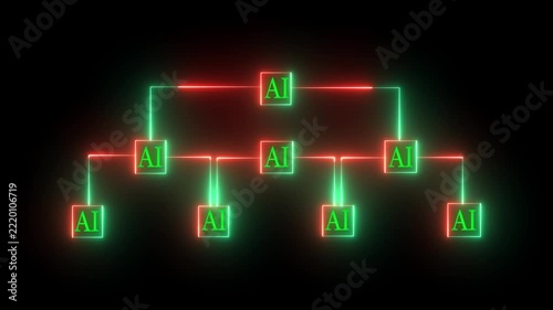 Ai tools or neon box. function for Agentic AI black background. Multi agent AI systems, Automate daily Tasks Smart AI solutions improve efficiency, 