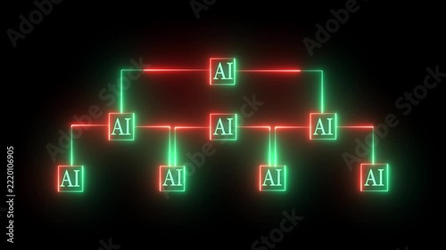 Ai tools or neon box. function for Agentic AI black background. Multi agent AI systems, Automate daily Tasks Smart AI solutions improve efficiency, 