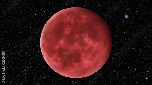 Celestial Rendering  The Red Planet and Its Luminous Counterpart