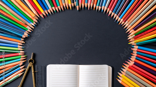 Education Enlightenment  Vibrant School Supplies Arranged in the Shape of a Human Brain, Back to School Theme