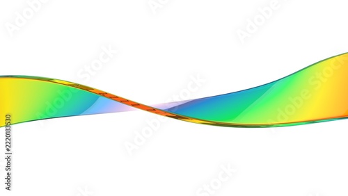 Elegant twisting colorful glass design element isolated on white background