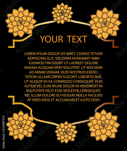 Luxury Gold Floral Frame Poster Template with Elegant Flower Border