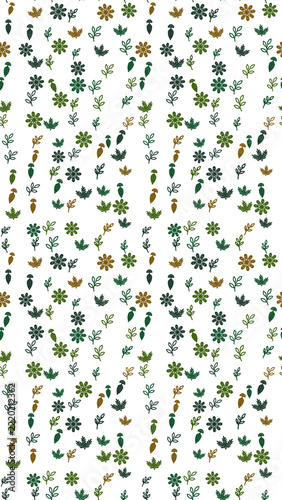 Seamless pattern of small flowers and leaves