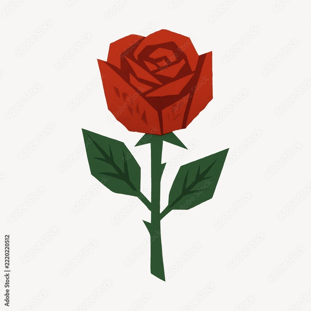 Naklejka premium Geometric red rose illustration