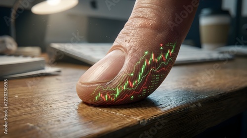 Stock Market Trading Chart On Fingerprint Biometric Finance Concept