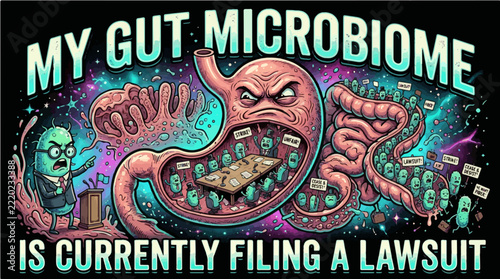 My Gut Microbiome Is Currently Filing A Lawsuit Funny Digestive Health Corporate Humor Vector Design