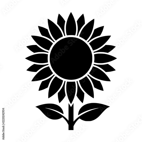 Stylized Sunflower Silhouette Isolated on Transparent Background