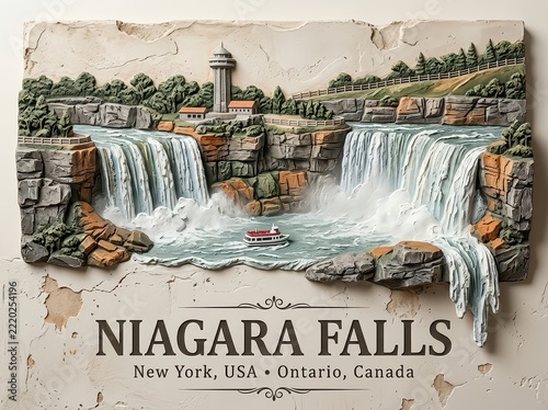 Niagara Falls Canada USA 3D Bas Relief Carving Plaster Wall Art Mural