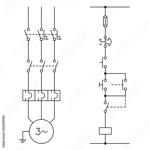 DOL Starter With Emergency Stop: Power & Control Wiring Diagram (3-Phase)