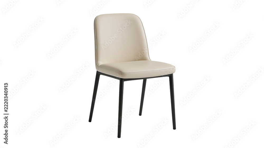Obraz premium Modern Minimalist Upholstered Dining Chair with Black Legs