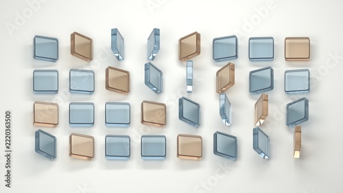Array of two-tone frosted glass squares on light background