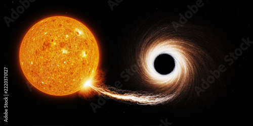 Stellar Destruction by a Black Hole with Glowing Accretion Disk and Fiery Plasma Stream