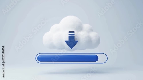 White stylized fluffy cloud raining black droplets on pale blue background