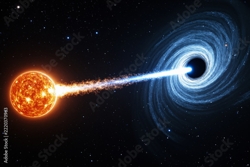 Fiery Star Surrenders Its Matter to a Luminous Blue Black Hole Vortex