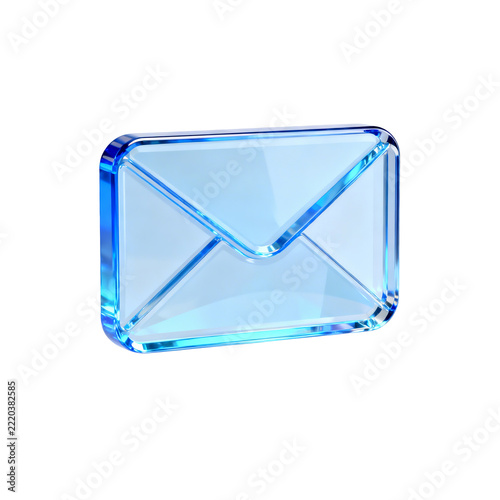 Transparent Blue Glass Envelope Digital Mail Icon