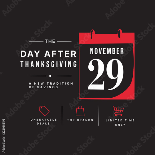 Day After Thanksgiving November 29 Sale Poster with Calendar Design