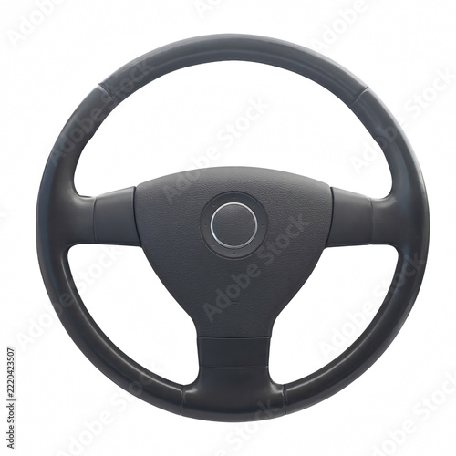 Dark Gray Textured Automotive Steering Wheel with Three Spokes