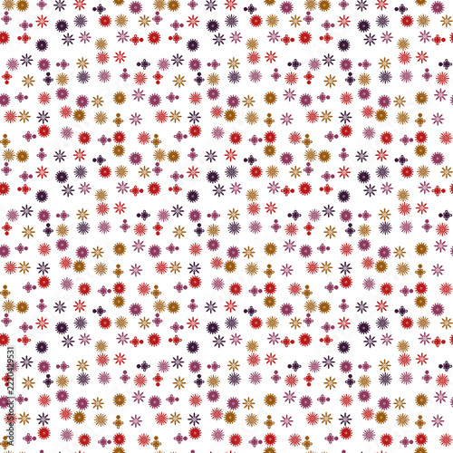 Scattered colorful floral and star shapes pattern