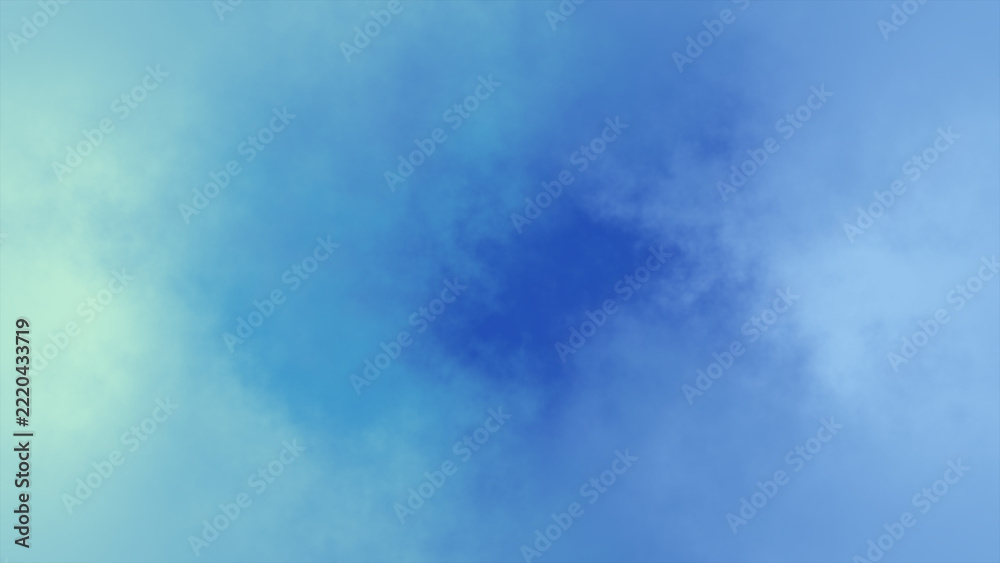 Obraz premium シアンとブルーのグラデーションにゆらめく雲と煙の爽やかな抽象背景イラスト素材 / Refreshing cloud and smoke abstract background in cyan and blue gradient