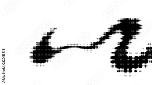 Modern Art Gallery Exhibition with People Viewing Abstract Halftone Wave Mural Vector