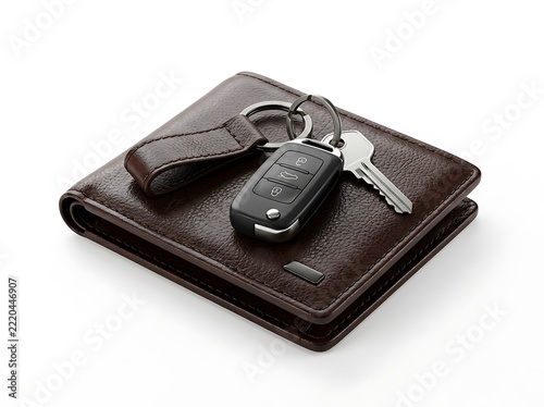 Car keys on black wallet